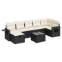 Set de sofás de jardín y cojines 8 piezas ratán sintético negro