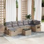 Set de sofás de jardín y cojines 8 piezas ratán sintético beige
