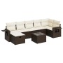 Set sofás de jardín 8 piezas y cojines ratán sintético marrón