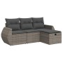Set de sofás de jardín 4 pzas y cojines ratán sintético gris