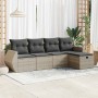 Set de sofás jardín y cojines 5 pzas ratán sintético gris claro