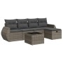 Set de muebles de jardín 6 pzas y cojines ratán sintético gris