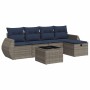 Set de muebles de jardín 6 pzas y cojines ratán sintético gris