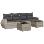 Set de sofás de jardín 6 pzas y cojines ratán sintético gris