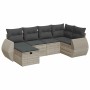 Set de sofás de jardín 6 pzas y cojines ratán sintético gris