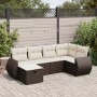 Set sofás de jardín 6 piezas y cojines ratán sintético marrón