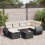Set de sofás de jardín 7 pzas con cojines ratán sintético negro