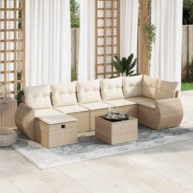 Set de sofás de jardín y cojines 8 piezas ratán sintético beige Set de sofás de jardín y cojines 8 piezas ratán sintético beige