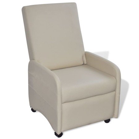 Sillón plegable de cuero sintético color crema en Sillones | Comprar online en Foro24