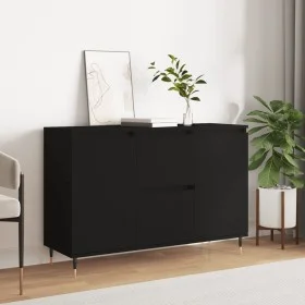 Black engineered wood sideboard 104x35x70 cm by vidaXL, Sideboards - Ref: Foro24-827197, Price: 101,69 €, Discount: %