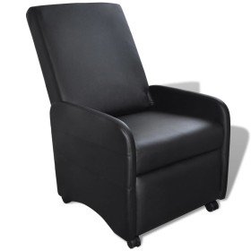 Sillón plegable de cuero sintético negro Sillón plegable de cuero sintético negro
