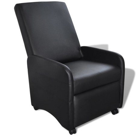 Sillón plegable de cuero sintético negro en Sillones | Comprar online en Foro24