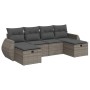 Set de muebles de jardín 6 pzas y cojines ratán sintético gris