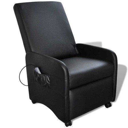 Sillón de masaje de cuero sintético negro en Sillones de masaje eléctricos | Comprar online en Foro24