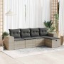 Set de sofás jardín y cojines 5 pzas ratán sintético gris claro