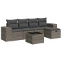 Set de muebles de jardín 6 pzas y cojines ratán sintético gris