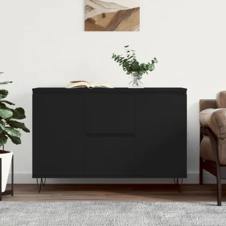 Black engineered wood sideboard 104x35x70 cm by vidaXL, Sideboards - Ref: Foro24-827205, Price: 109,67 €, Discount: %