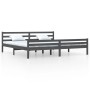 Gray solid wood bed frame 200x200 cm by vidaXL, Beds and slatted bases - Ref: Foro24-814841, Price: 102,54 €, Discount: %