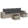 Set de sofás de jardín 6 pzas y cojines ratán sintético gris