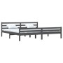 Gray solid wood bed frame 200x200 cm by vidaXL, Beds and slatted bases - Ref: Foro24-814841, Price: 102,54 €, Discount: %