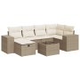 Set sofás de jardín 7 piezas y cojines ratán sintético beige