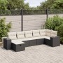 Set de sofás de jardín 7 pzas con cojines ratán sintético negro