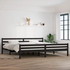 Black solid wood bed frame 200x200 cm by vidaXL, Beds and slatted bases - Ref: Foro24-814843, Price: 171,98 €, Discount: %