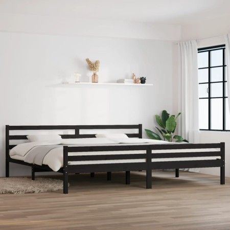 Estructura de cama de madera maciza negro 200x200 cm de vidaXL, Camas y somieres - Ref: Foro24-814843, Precio: 171,88 €, Desc...