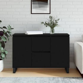 Black engineered wood sideboard 104x35x70 cm by vidaXL, Sideboards - Ref: Foro24-827213, Price: 123,31 €, Discount: %