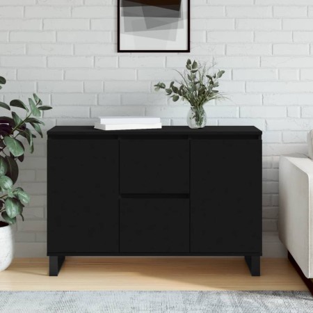 Black engineered wood sideboard 104x35x70 cm by vidaXL, Sideboards - Ref: Foro24-827213, Price: 123,31 €, Discount: %