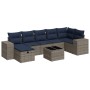 Set de sofás de jardín y cojines 8 piezas ratán sintético gris