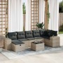 Set de sofás de jardín 8 pzas y cojines ratán sintético gris