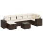 Set sofás de jardín 8 piezas y cojines ratán sintético marrón