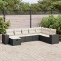 Set de sofás de jardín y cojines 8 piezas ratán sintético negro