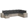 Set de sofás de jardín 8 pzas y cojines ratán sintético gris
