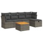 Set de muebles de jardín 6 pzas y cojines ratán sintético gris