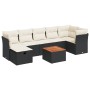 Set de sofás de jardín y cojines 8 piezas ratán sintético negro
