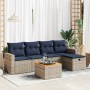 Set de muebles de jardín 6 pzas y cojines ratán sintético gris