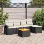 Set de sofás de jardín 6 piezas y cojines ratán sintético negro