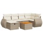 Set sofás de jardín 7 piezas y cojines ratán sintético beige