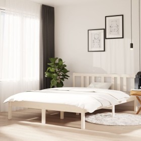 Estructura de cama madera maciza blanco 120x190 cm