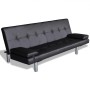 Sofá cama con dos cojines cuero artificial ajustable negro