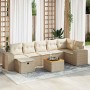 Set de sofás de jardín y cojines 8 piezas ratán sintético beige
