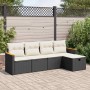 Set de muebles de jardín 5 pzas y cojines ratán sintético negro
