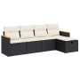 Set de muebles de jardín 5 pzas y cojines ratán sintético negro