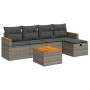 Set de muebles de jardín 6 pzas y cojines ratán sintético gris