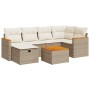 Set sofás de jardín 7 piezas y cojines ratán sintético beige