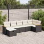 Set de sofás de jardín 7 pzas con cojines ratán sintético negro