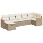 Set sofás de jardín 7 piezas y cojines ratán sintético beige
