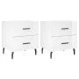 Mesita noche 2 uds madera ingeniería blanco brillo 40x35x47,5cm de vidaXL, Mesitas de noche - Ref: Foro24-827345, Precio: 97,...